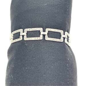 Vintage 925 Sterling Silver Turkish Genuine Marcasite Rectangular Bracelet